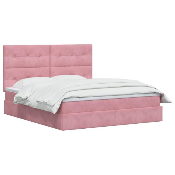 LED-Speicherbett mit Matratze Rosa 180 x 200 cm Samt