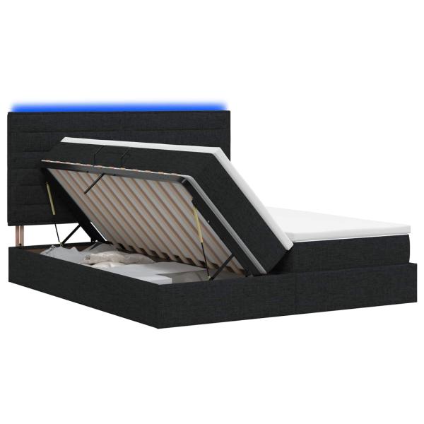 LED-Speicherbett mit Matratze Schwarz 180 x 200 cm Stoff