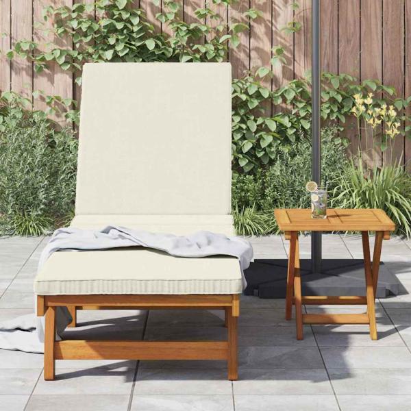 Sonnenliege Braun und Creme 199 x 63 x 85 cm Massivholz Akazie