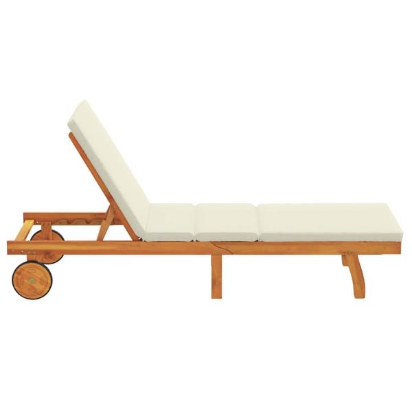 Sonnenliege Braun und Creme 199 x 63 x 85 cm Massivholz Akazie