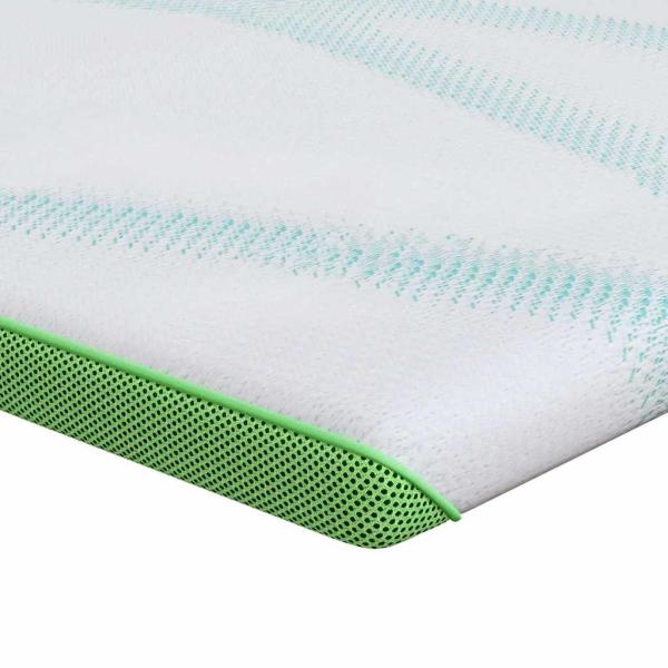 Matratzenauflage Weiß und Grün 70 x 200 cm Jacquard Stoff