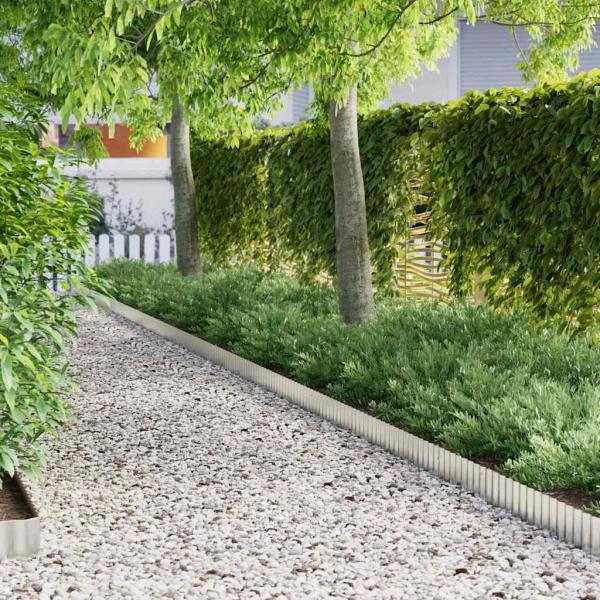 ARDEBO.de - Rasenrand 1000 x 15 x 0,03 cm Galvanisiertes Stahl Silber