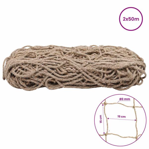 Jute Pflanzenstütznetz Natur 2 x 50 m 100% Tossa Jute
