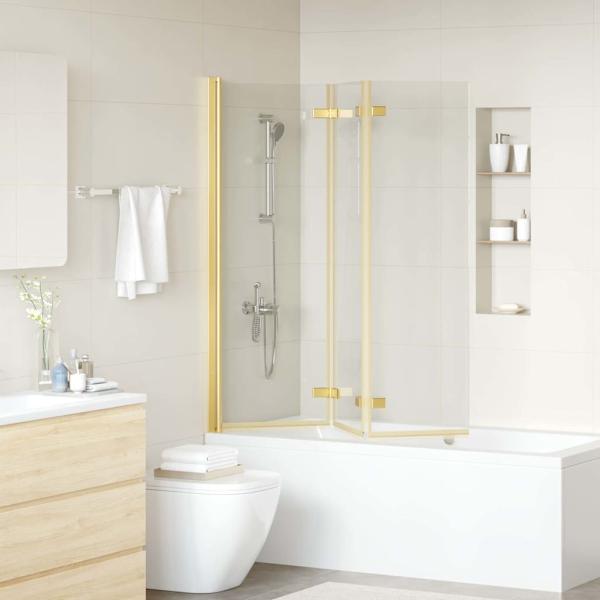 Faltbare Duschkabine Gold 130 x 138 cm ESG-Glas und Aluminium