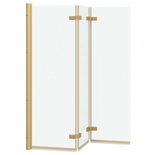 Faltbare Duschkabine Gold 130 x 138 cm ESG-Glas und Aluminium