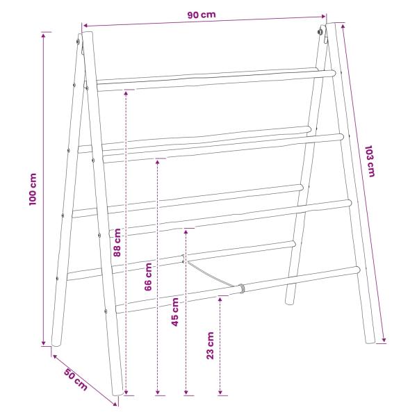 Doppelseitige Deckenleiter Schwarz 90 x 50 x 100 cm Bambus