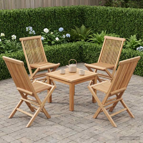 ARDEBO.de - Klappbarer Gartenstuhl 4 stk. Natur Massivholz Teak