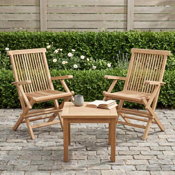 ARDEBO.de - Klappbarer Gartenstuhl 2 stk. Natur Massivholz Teak