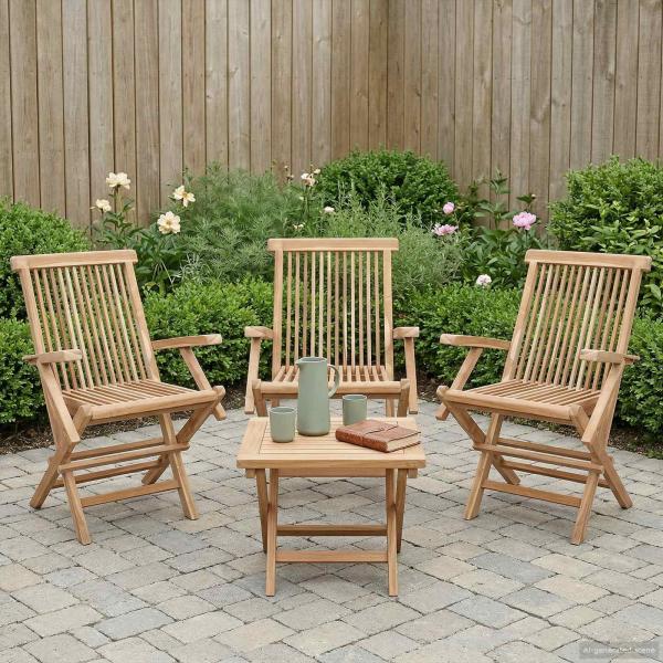 ARDEBO.de - Klappbarer Gartenstuhl 3 stk. Natur Massivholz Teak