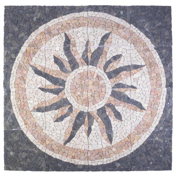 Mosaikfliesen Sonnenmuster Mehrfarbig 120 x 120 cm aus Marmor