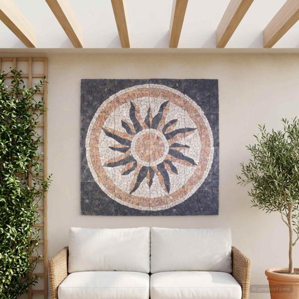 Mosaikfliesen Sonnenmuster Mehrfarbig 120 x 120 cm aus Marmor