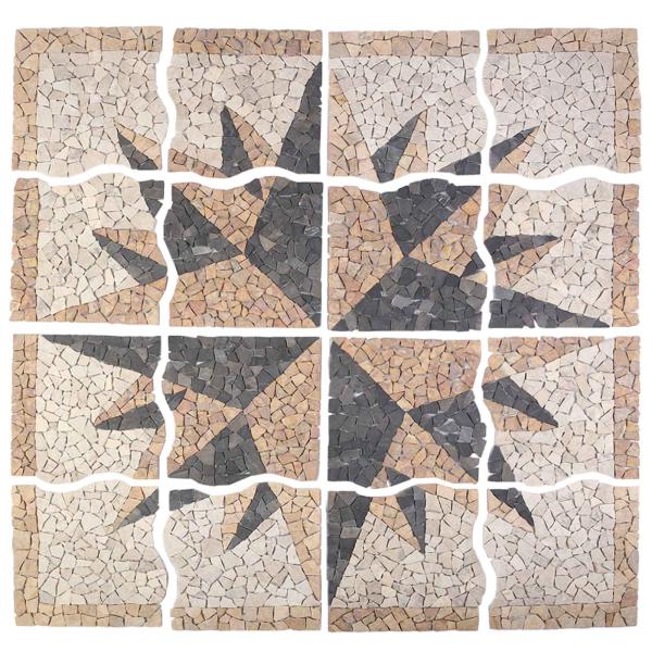 Mosaikfliesen Windmuster Mehrfarbig 120 x 120 cm Marmor