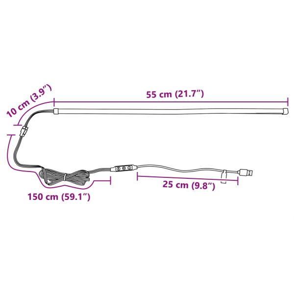 LED Streifen 55 cm Mehrfarbig PVC