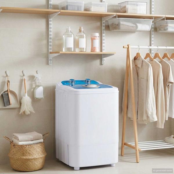 ARDEBO.de - Mini-Waschmaschine mit Einzelwanne 4,6 kg Blau und Weiß