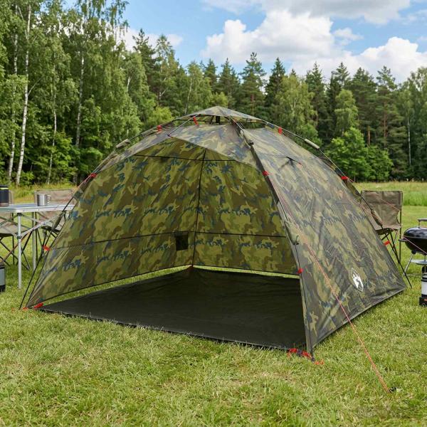ARDEBO.de - Angelzelt mit Schnellverschluss 4 Personen Helles Camouflage