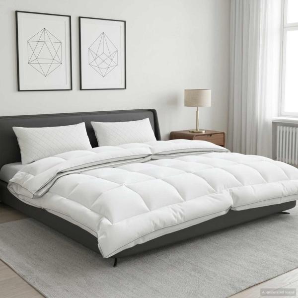 ARDEBO.de - Bettdecke TRIER 220x260cm 4 Jahreszeiten 140+220GSM Weiß