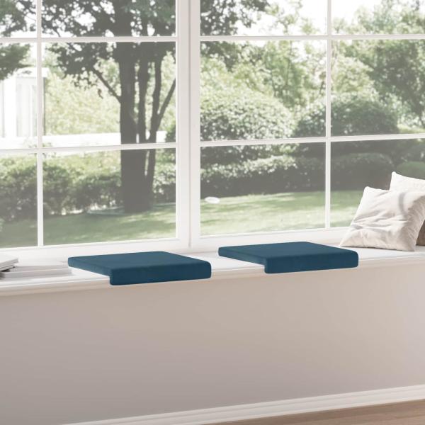 Bankkissen 2 stk. Samt Blau Tiefe 35 cm