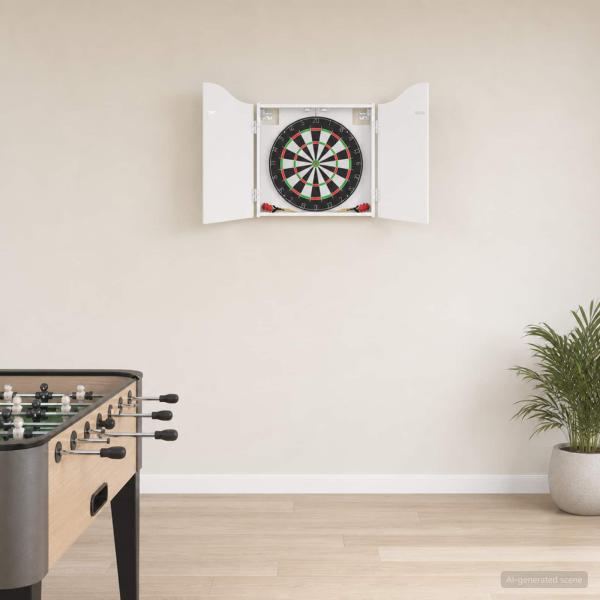 ARDEBO.de - Dartboard Schrank Hochglanz Wei? 56 x 12 x 63 cm Holzwerkstoff
