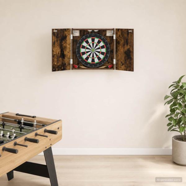 ARDEBO.de - Dartboard Schrank Raucheiche 56 x 12 x 53,5 cm Holzwerkstoff