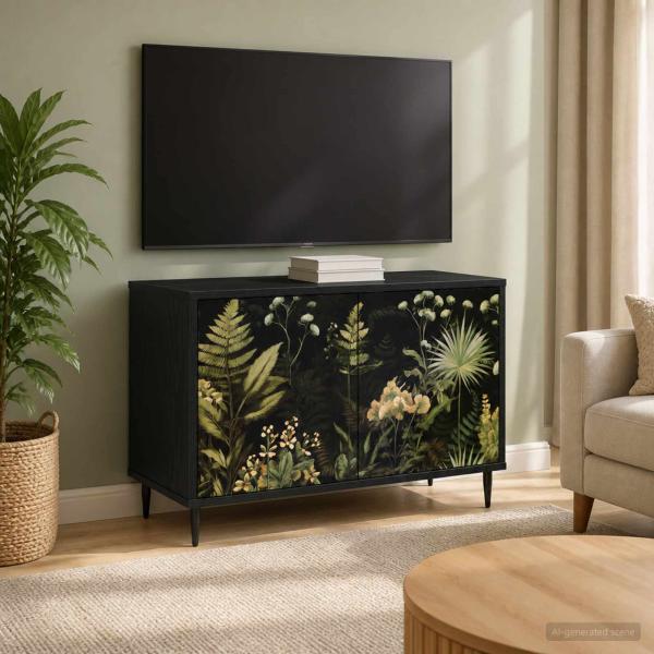 ARDEBO.de - TV-Schrank RHENEN 69 x 33 x 50,5 cm Schwarz Eichen-Optik