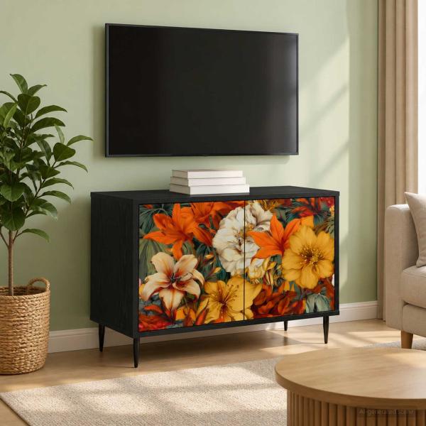 ARDEBO.de - TV-Schrank GENNEP 69 x 33 x 50,5 cm Schwarz Eichen-Optik