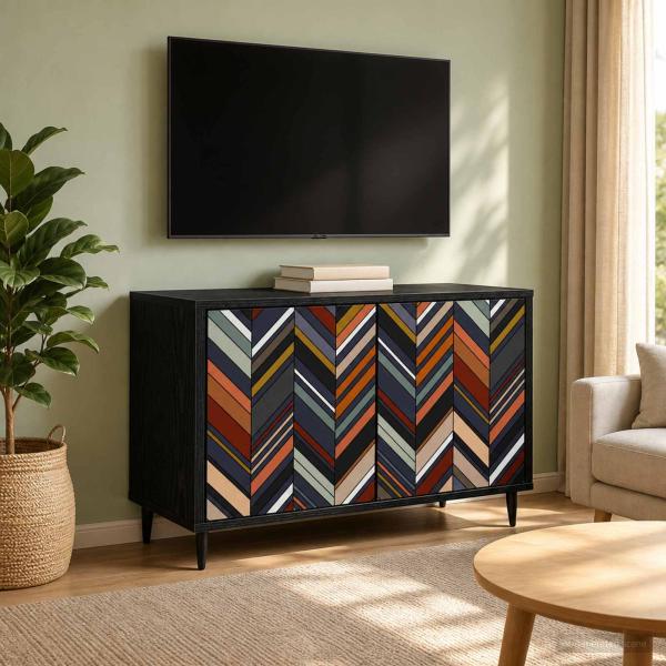 ARDEBO.de - TV-Schrank OMMEN 69 x 33 x 50,5 cm Schwarz Eichen-Optik