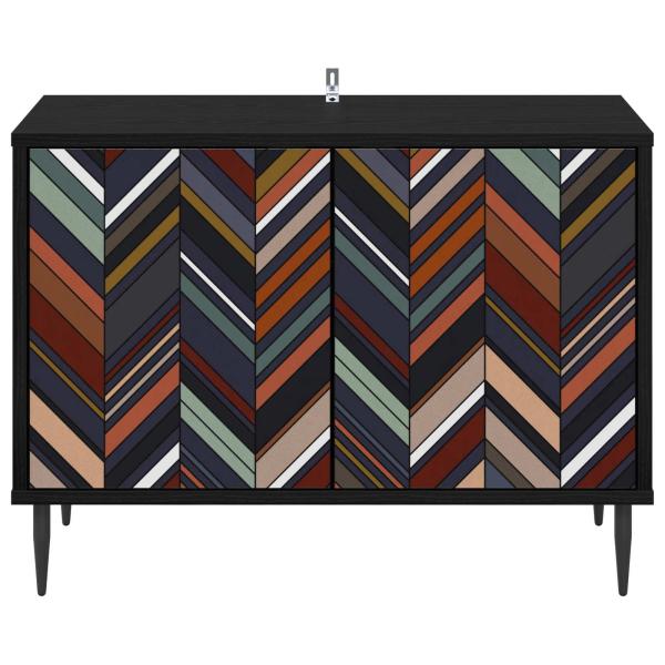 TV-Schrank OMMEN 69 x 33 x 50,5 cm Schwarz Eichen-Optik