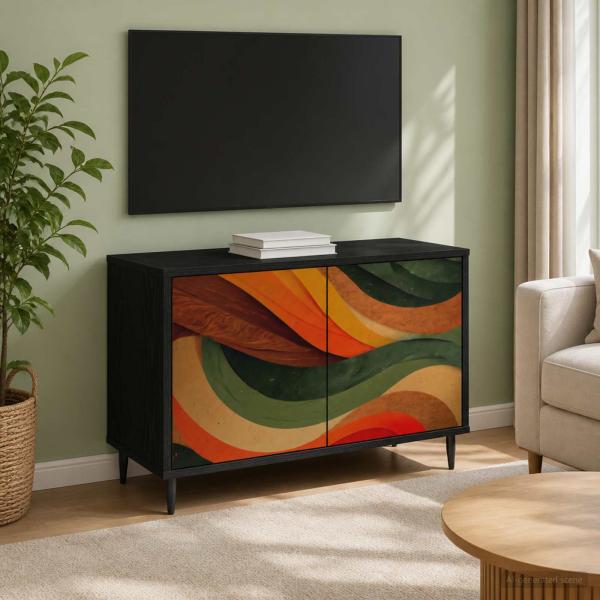 ARDEBO.de - TV-Schrank BONN 69 x 33 x 50,5 cm Schwarz Eichen-Optik