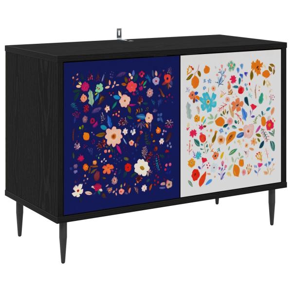 TV-Schrank MAINZ 69 x 33 x 50,5 cm Schwarz Eichen-Optik