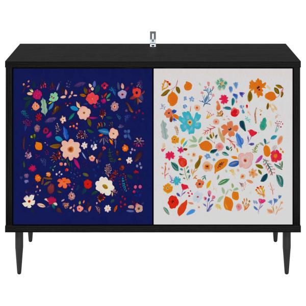 TV-Schrank MAINZ 69 x 33 x 50,5 cm Schwarz Eichen-Optik
