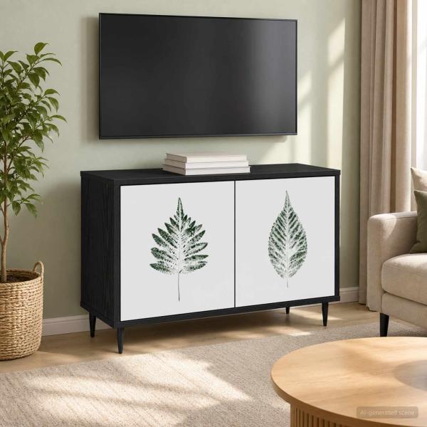 ARDEBO.de - TV-Schrank HANAU 69 x 33 x 50,5 cm Schwarz Eichen-Optik