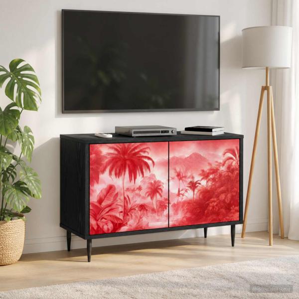 ARDEBO.de - TV-Schrank AACHEN 69 x 33 x 50,5 cm Schwarz Eichen-Optik