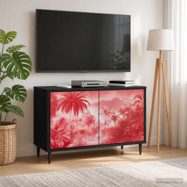 TV-Schrank AACHEN 69 x 33 x 50,5 cm Schwarz Eichen-Optik