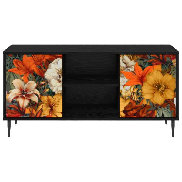 TV-Schrank GENNEP 102 x 33 x 51 cm Schwarz Eichen-Optik
