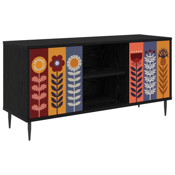 TV-Schrank ESSEN 102 x 33 x 51 cm Schwarz Eichen-Optik
