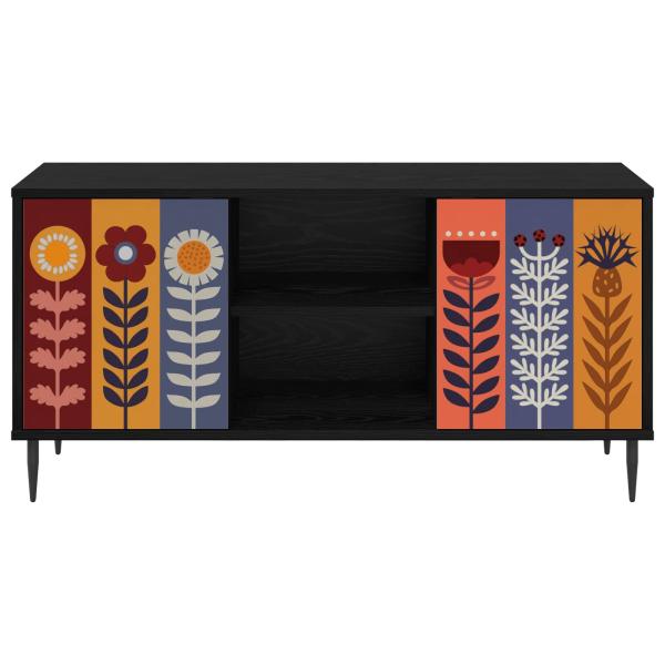TV-Schrank ESSEN 102 x 33 x 51 cm Schwarz Eichen-Optik