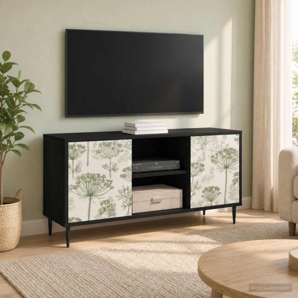 ARDEBO.de - TV-Schrank GOTHA 102 x 33 x 51 cm Schwarz Eichen-Optik