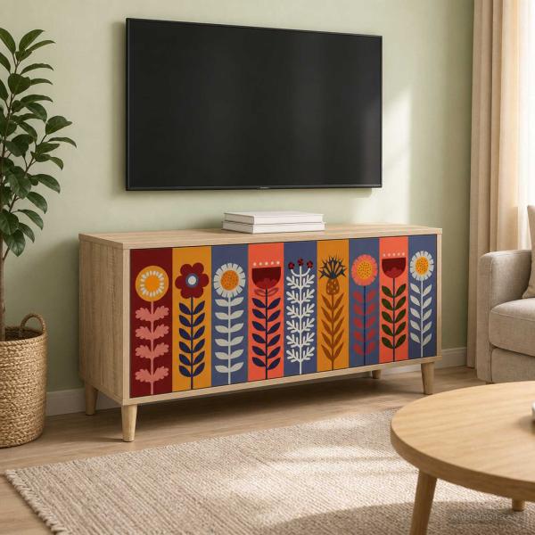 ARDEBO.de - TV-Schrank ESSEN 102 x 33 x 50 cm Sonoma Holzwerkstoff