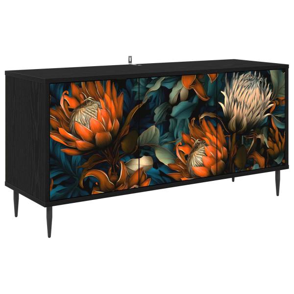 TV-Schrank LOCHEM 102 x 33 x 51 cm Schwarz Eichen-Optik