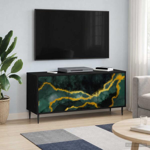 ARDEBO.de - TV-Schrank WIJHE 102 x 33 x 51 cm Schwarz Eichen-Optik