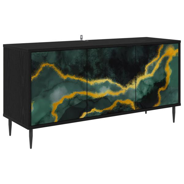 TV-Schrank WIJHE 102 x 33 x 51 cm Schwarz Eichen-Optik