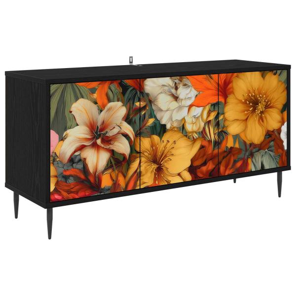 TV-Schrank GENNEP 102 x 33 x 51 cm Schwarz Eichen-Optik