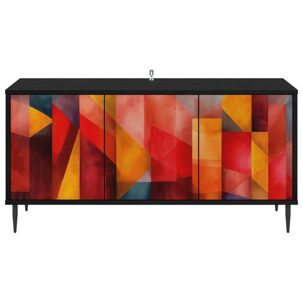 TV-Schrank HEESCH 102 x 33 x 51 cm Schwarz Eichen-Optik