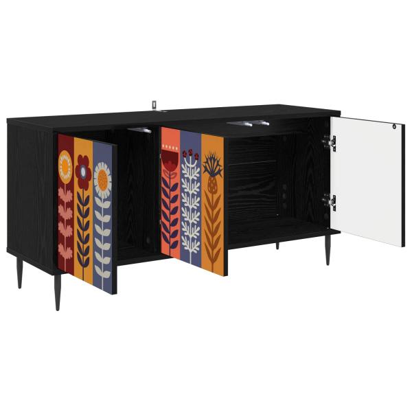 TV-Schrank ESSEN 102 x 33 x 51 cm Schwarz Eichen-Optik