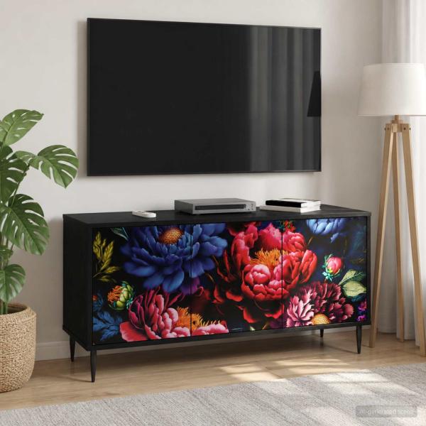 ARDEBO.de - TV-Schrank KIEL 102 x 33 x 51 cm Schwarz Eichen-Optik
