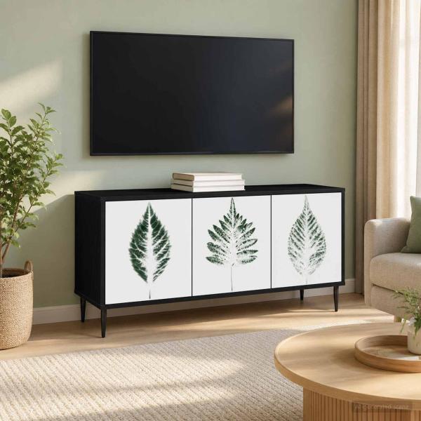 ARDEBO.de - TV-Schrank HANAU 102 x 33 x 51 cm Schwarz Eichen-Optik