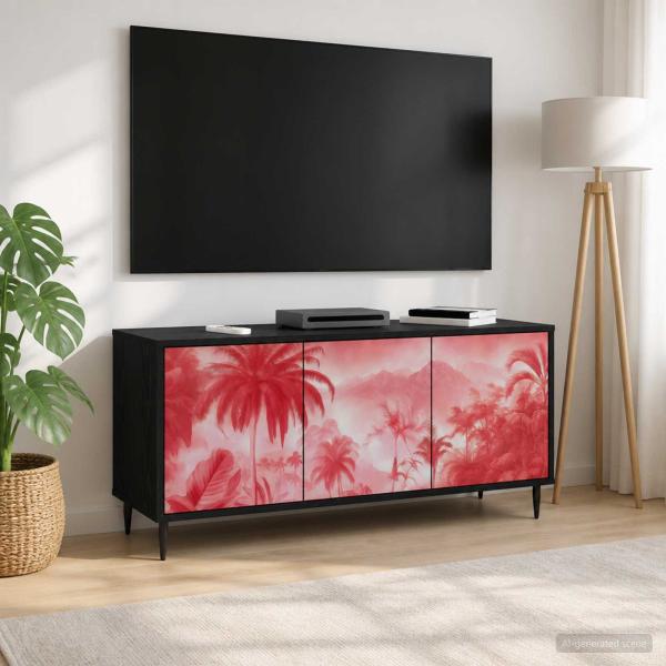 ARDEBO.de - TV-Schrank AACHEN 102 x 33 x 51 cm Schwarz Eichen-Optik
