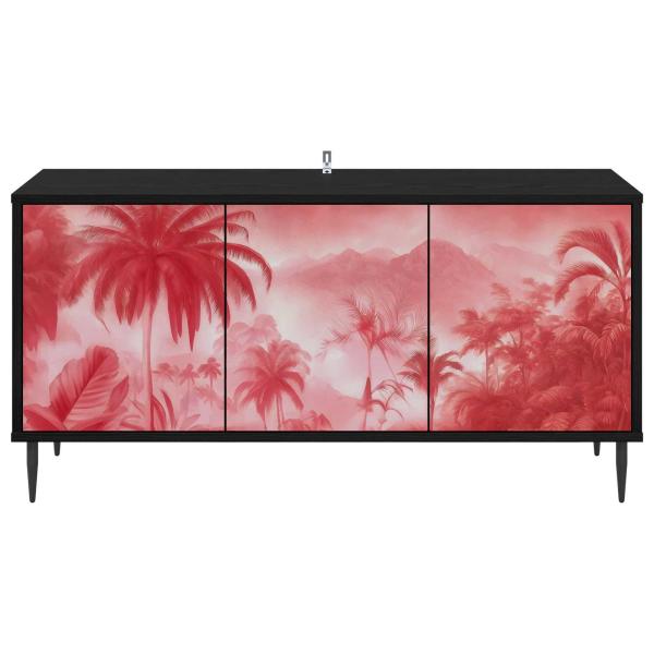 TV-Schrank AACHEN 102 x 33 x 51 cm Schwarz Eichen-Optik