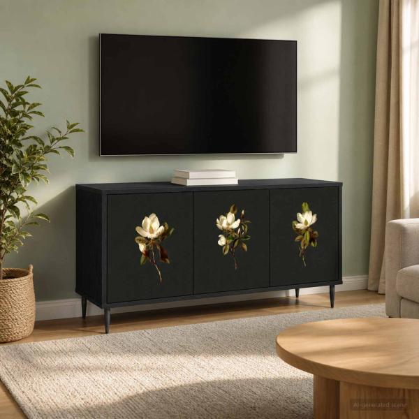 ARDEBO.de - TV-Schrank BREMEN 102 x 33 x 51 cm Schwarz Eichen-Optik
