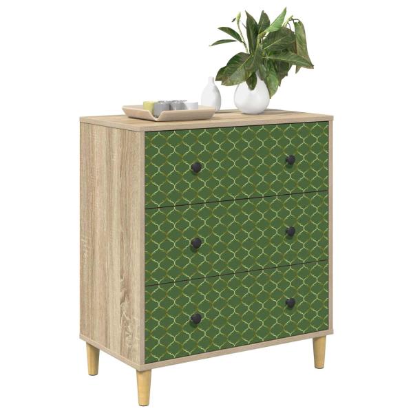 Kommode GELEEN Smaragd geometrisches Muster 66 x 36,5 x 75 cm